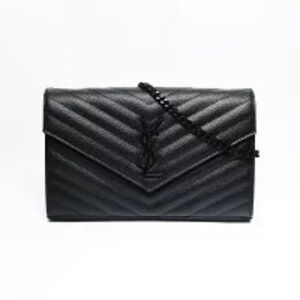 Saint Laurent Cassandra Bag Black Wallet Yves Shoulder Chain Leather